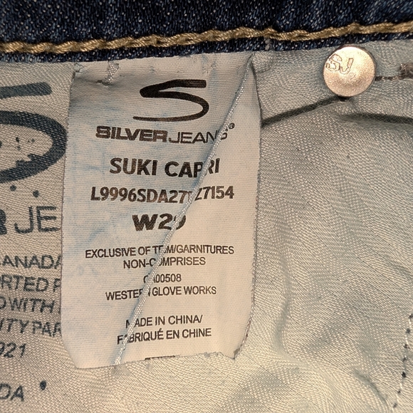 🩵Silver Jeans🩵 Y2K Suki Mid Rise Capri/Crop Women's Size 29 - Picture 7 of 12